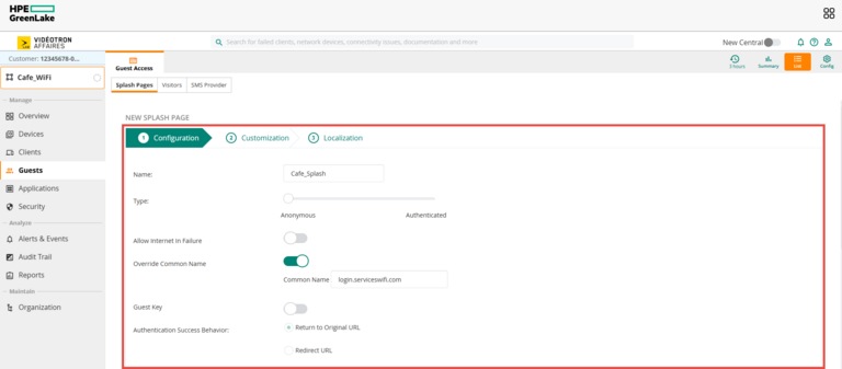 Aruba HPE - Guests Guest Access Splash Pages Configuration