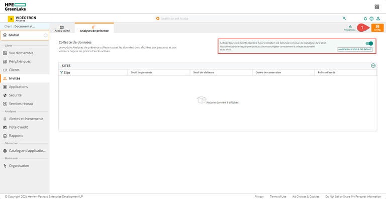 Aruba HPE - Analyses de présence - Invités