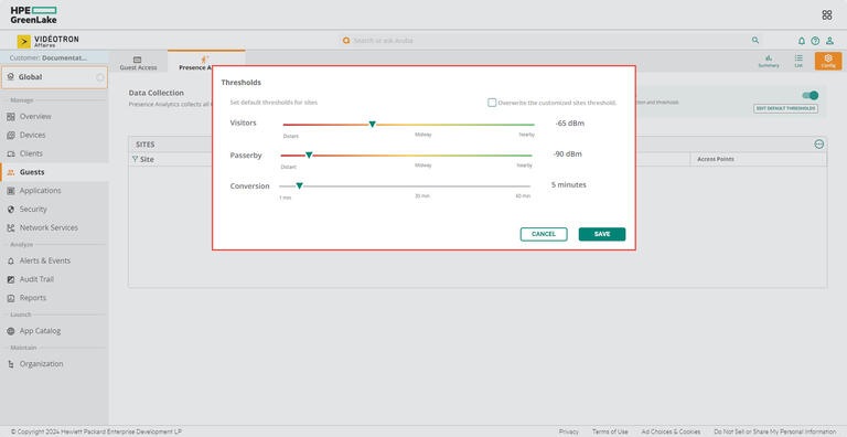 Aruba HPE - Guests - Thresholds