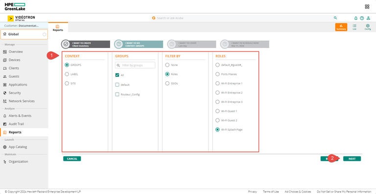 Aruba HPE - Reports - I want to see Groups