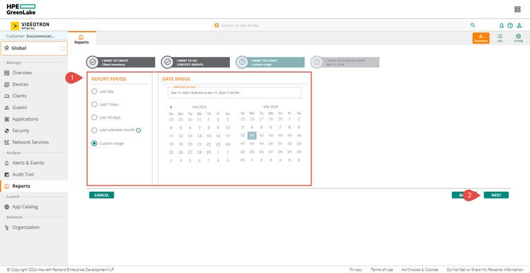 Aruba - HPE - Reports - Report Period