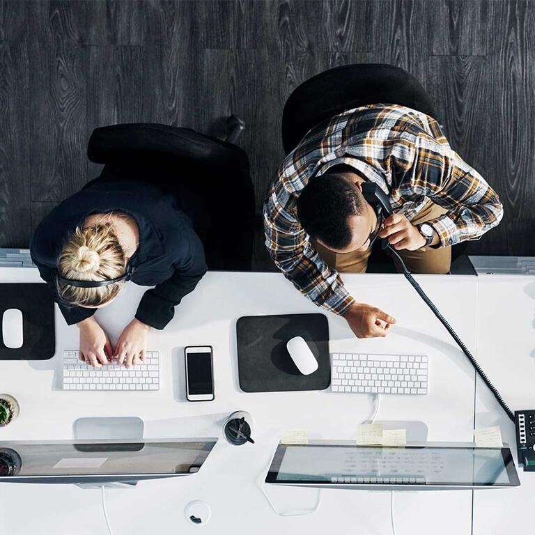 phone desk computer keyboard