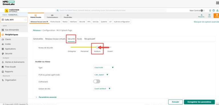 HPE GreenLake Périphériques Sécurité Visiteurs