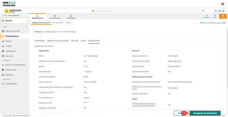 Aruba HPE - default Périphériques Points d'accès Réseaux locaux sans fil Récapitulatif