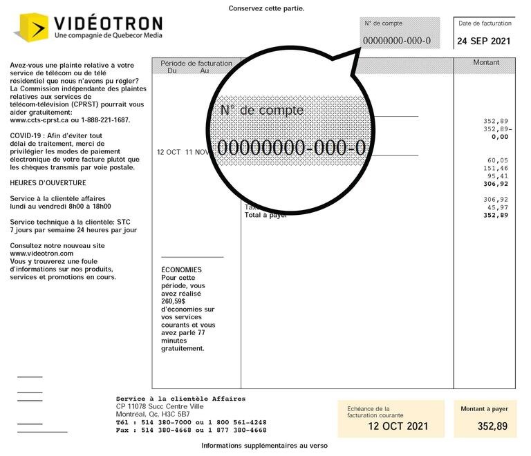 Soutien Facture Affaires numero compte FR