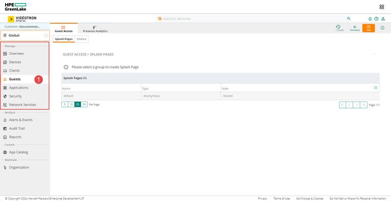 Aruba HPE - Guest Access Splash Pages Guests