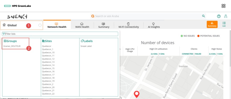 Aruba filtre HPE GreenLake Sneaky