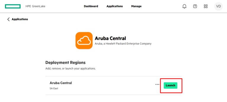 Hewlett Packlard - Aruba Central - Deployment Regions - Launch