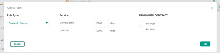 Bande passante Access rules