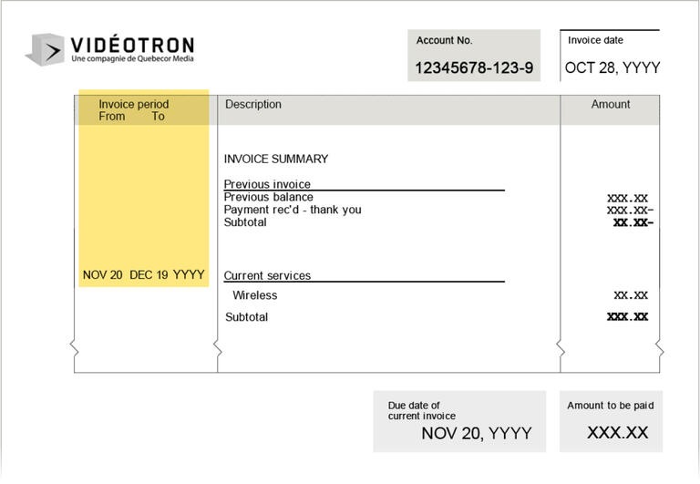 Facture espace client période