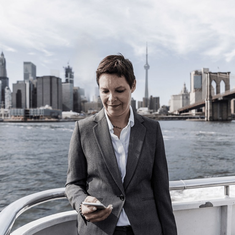 Woman water boat city