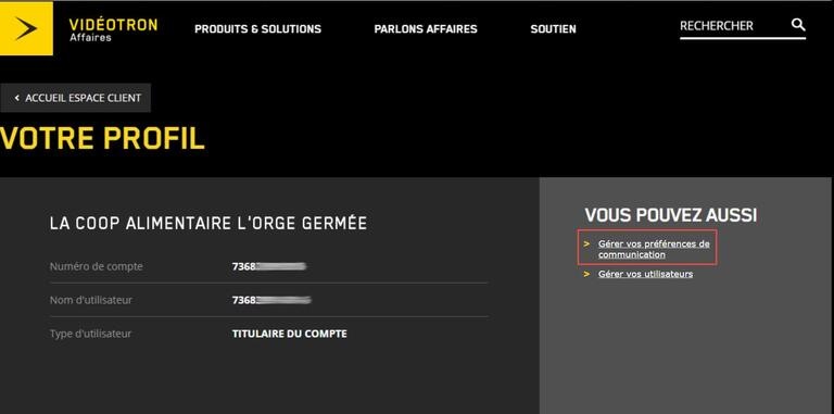 Votre profil - Préférence communication