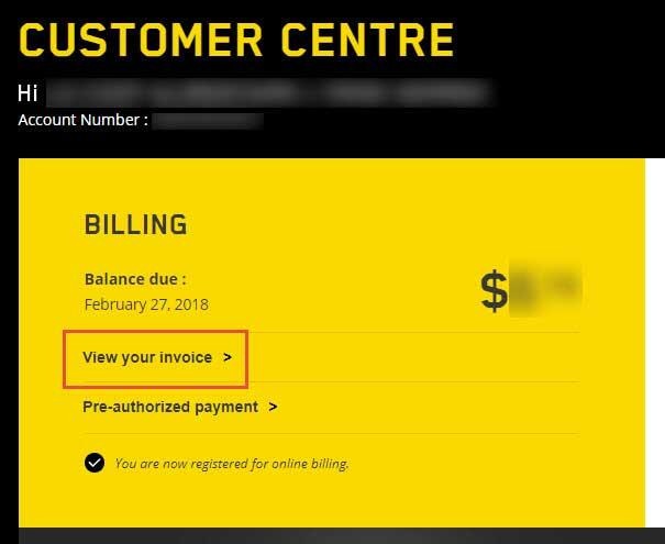 Customer centre Billing