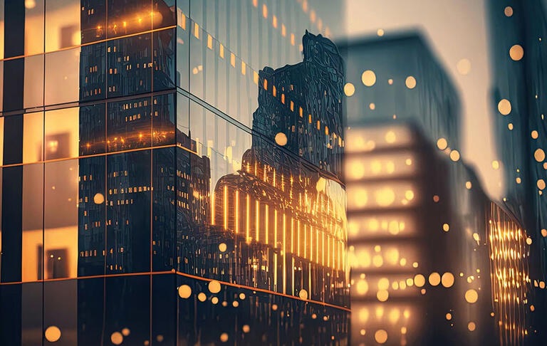 immeuble lumière soir